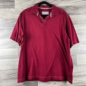James Campbell‎ Polo Shirt Mens 2XL Red Short Sleeve 100% Cotton Button Collared